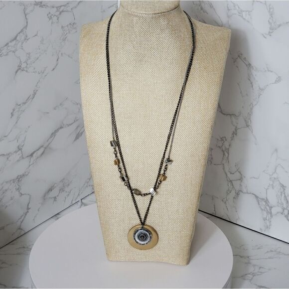 MIXED METALS Layered Costume Jewelry Necklace - Picture 2 of 7